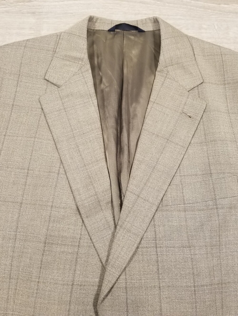 Vintage Burberrys Mens Blazer Beige Glen Windowpane Plaid Size 42R 100% Wool